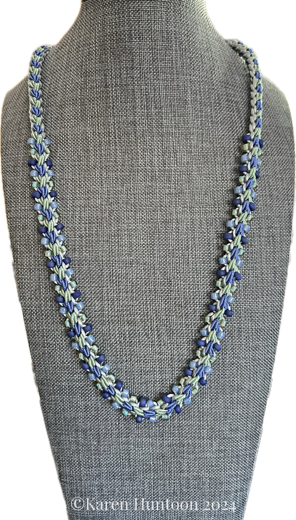 "****8-strand Kusari Tsunagi Soutache & Satin Edge Bead Necklace Kit w/ Variations- Denim