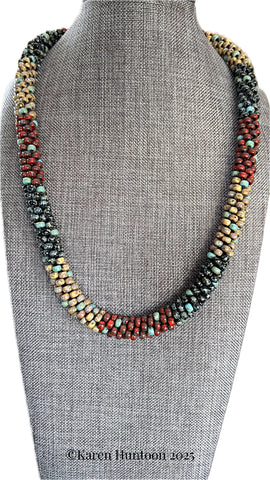"*****6/0 Painting with Beads Color Block Single Spot Necklace - Picasso"