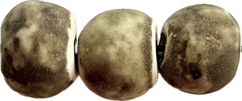 Handmade Ceramic Beads - Aged Moss (3 beads/pkg)