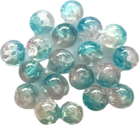 Crackle Beads - Lt Blue/Pink (19 per package)