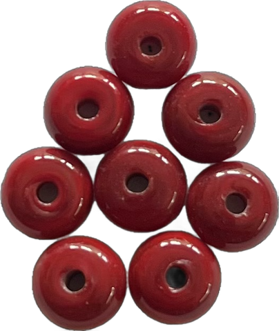 Handmade Glass Beads - Crimson Red (8 beads/pkg)