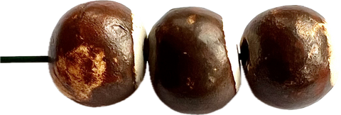 Handmade Ceramic Beads - Rustic Brown (3 beads)