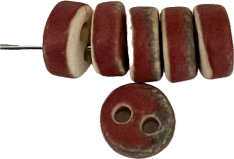 Handmade Ceramic Two-hole Buttons - Brick (6 buttons/pkg)