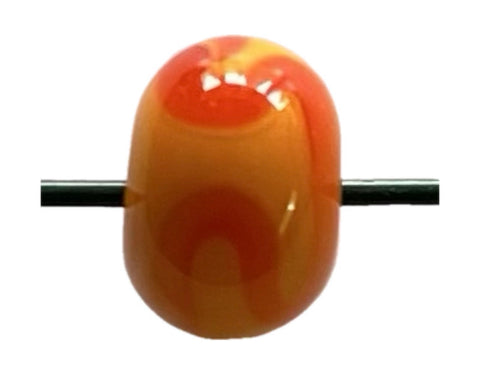 Handmade Glass Beads - Tangerine/ Red (1 Bead)