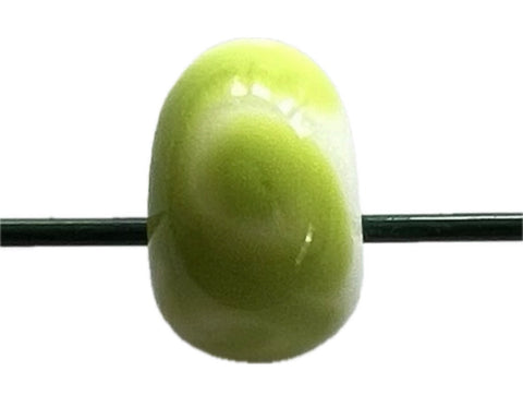 Handmade Glass Beads - Chartreuse/White (1 Bead)