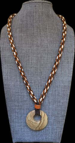 "****** Kongoh Gumi Italian Soutache Necklace with a Gemstone Donut Pendant - Fall (NEW)!!