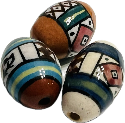 Handmade Ceramic Focal Beads - Geo (3 beads/pkg)