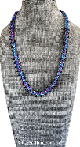 "******8-strand Jubilee Ribbon Kusari Tsunagi Edge Bead Necklace Kit" - Midnight