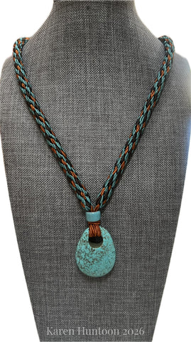 "****** Kongoh Gumi Italian Soutache Necklace with a Turquoise Pendant