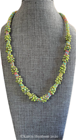 "*****8-strand Jubilee Ribbon Kongoh Gumi Cluster Bead Necklace Kit - Pastel & Picasso Chartreuse