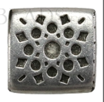 Square Bead, Sunburst Square, 9mm x 9mm (Hole 5mm x 2mm)