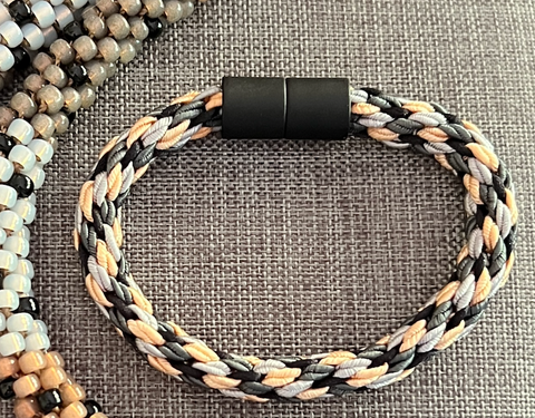 "**8-strand Kongoh Gumi Luxury Italian Soutache Bracelet Kit - Charcoal, Dolphin,Sorbet, Black"