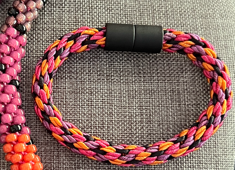 "**8-strand Kongoh Gumi Luxury Italian Soutache Bracelet Kit - Mandarin, Fuchsia, Berry & Black"
