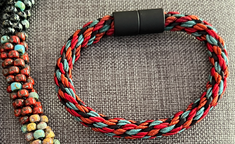 "**8-strand Kongoh Gumi Luxury Italian Soutache Bracelet Kit - Sangria, Jade, Brandy & Black"