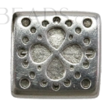 Square Bead, Clover Square, 9mm x 9mm (Hole 5mm x 2mm)