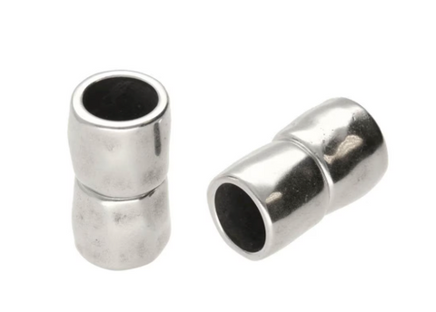 "Hammered" Magnetic Clasp - 10mm Hole, Silver