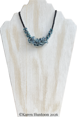 "******8-strand Focal Beaded Teardrop Necklace" - Parisian Blue