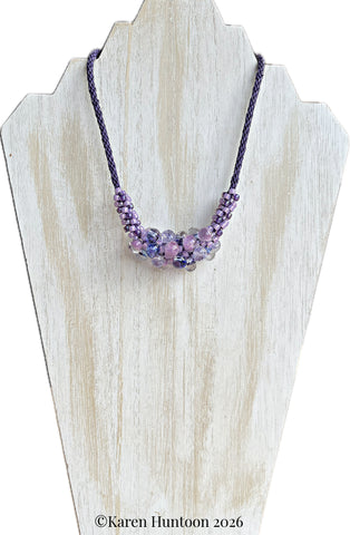 "******8-strand Focal Beaded Teardrop Necklace" - Purple