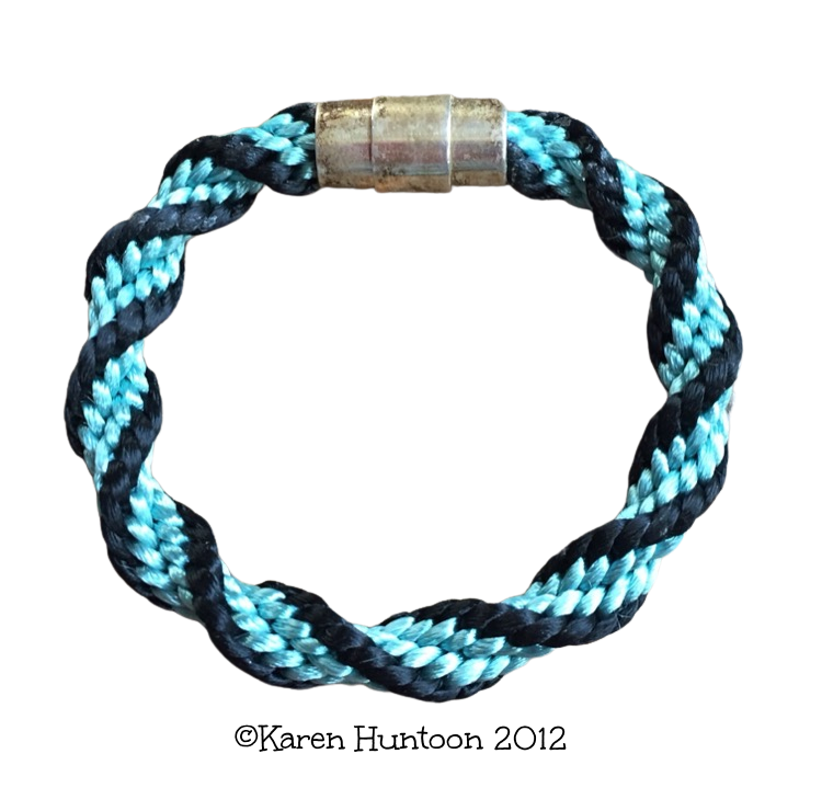12 strand Kumihimo Ridge Spiral Bracelet Kit Black Turquoise