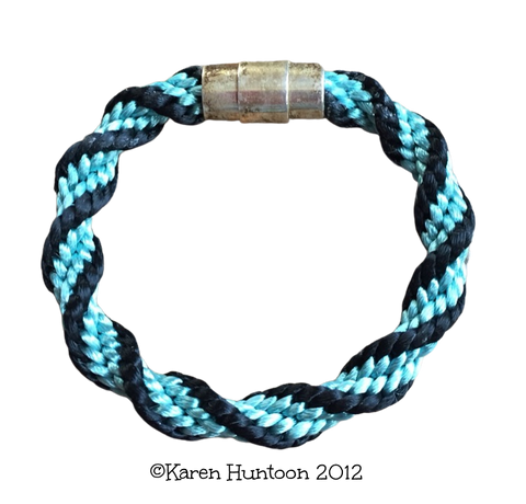 12-strand Kumihimo Ridge Spiral Bracelet Kit - Black & Turquoise