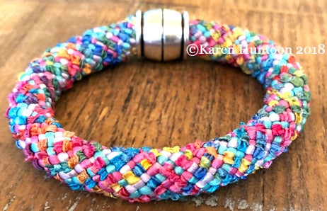 20-Strand Naiki Gumi "Round" Bracelet - Kumihimo Jubilee Ribbon - Carnival