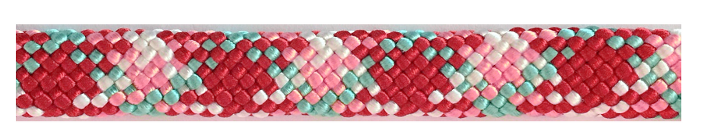 20-Strand Naiki Gumi  "Flat" Bracelet - Turquoise & Red & Pink