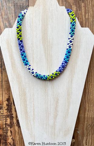 6/0 Beaded "Painting with Beads" Necklace Kit - Colorblock Blues