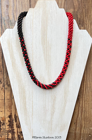 6/0 Beaded Blended Necklace Kit - Black & Red