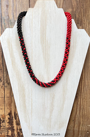 6/0 Beaded Blended Necklace Kit - Black & Red