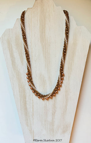 Beaded Bauble Fringe Kumihimo Necklace Kit - Cognac Twist