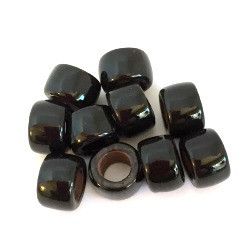 Porcelain Pony Beads, Large Hole - Black