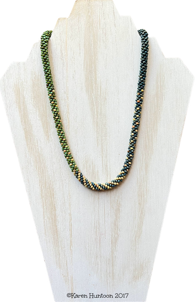 3-Color Blended Beaded Kumihimo Necklace - Picasso