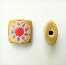 Golem Flower Pillow Bead, 16.3 mm x 16.3 mm - Purple