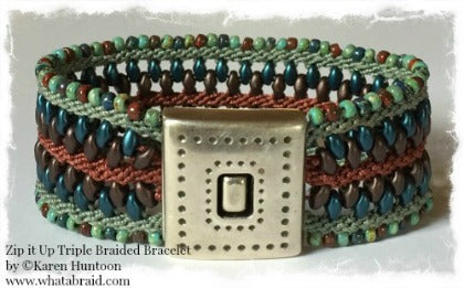 Instant Download Tutorial  Zip it Up Triple Braided Bracelet Kit with 3 Alternating Edge Bead Colors -  10 pages