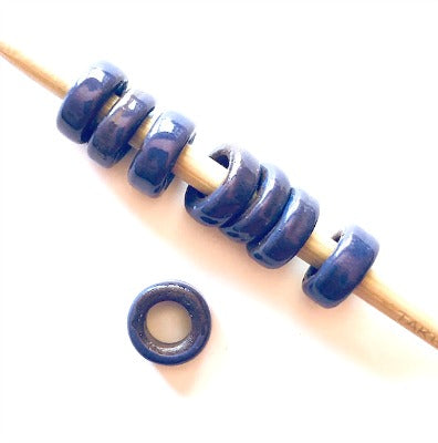 Porcelain Cheerio Beads, Large Hole - Purple