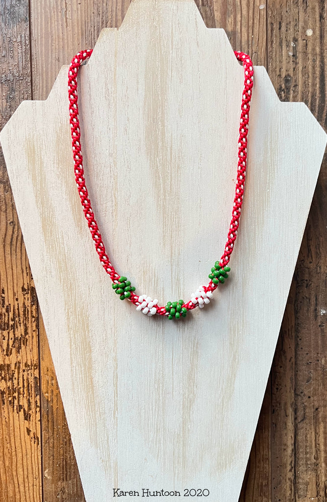 Cluster Bead Kongoh Gumi Necklace Kit - Red & White