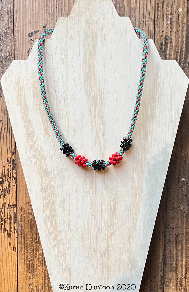 Cluster Bead Kongoh Gumi Necklace Kit - Red & Turquoise