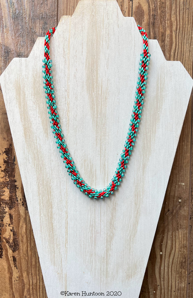 Edge Bead Necklace Kit - Red & Turquoise