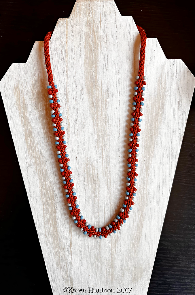 Edge Bead Necklace Kit - Rust with Brick, Denim & Gray Beads