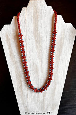 Edge Bead Necklace Kit - Rust with Brick, Denim & Gray Beads