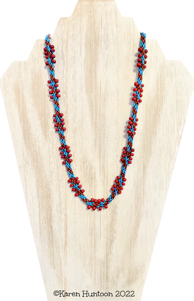 "Edgy Cluster Bead Necklace Kit" - Rust/Caribbean Blue with Brick