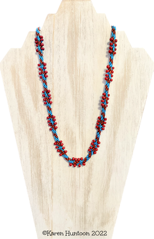 "Edgy Cluster Bead Necklace Kit" - Rust/Caribbean Blue with Brick