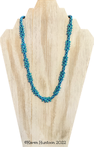 "Edgy Cluster Bead Necklace Kit" - Turquoise/ Royal with Aqua Jonquil Beads