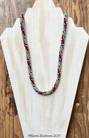 "8/0 Beaded Fiesta Kumihimo Necklace with Reversing Spiral"