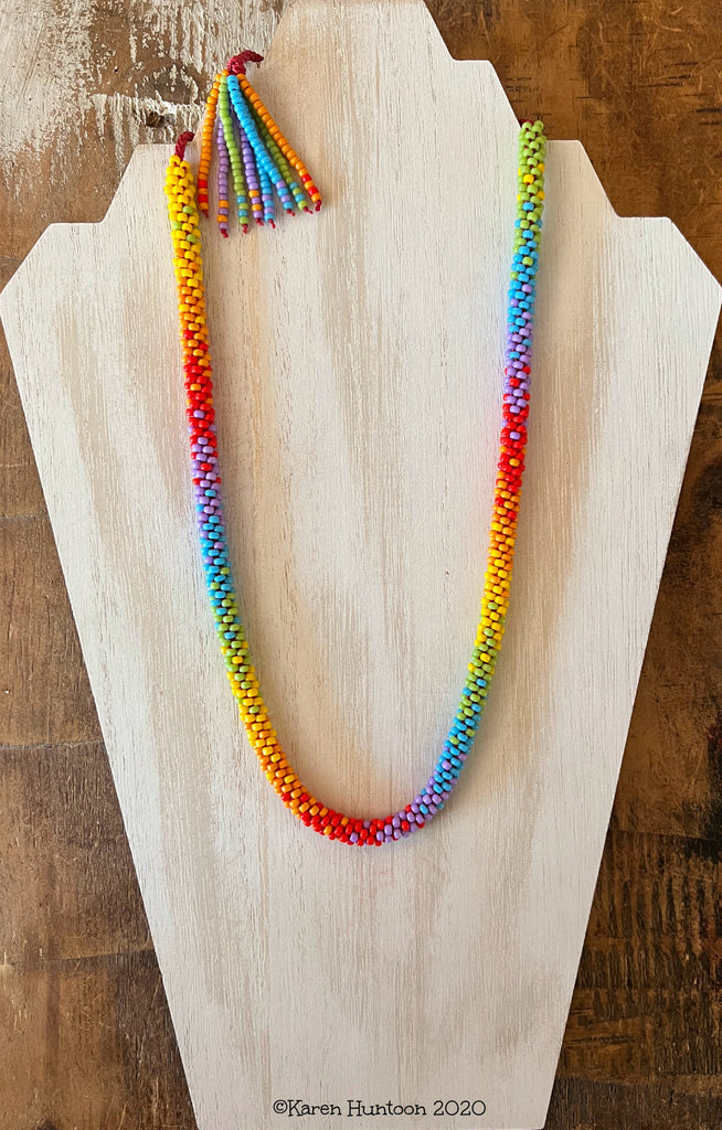 "8/0 Beaded FUSION-6" Kumihimo Necklace" with Adjustable Closure - Brights - 17 1/2"