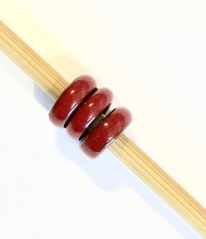 Porcelain Cheerio Beads, Large Hole - Red