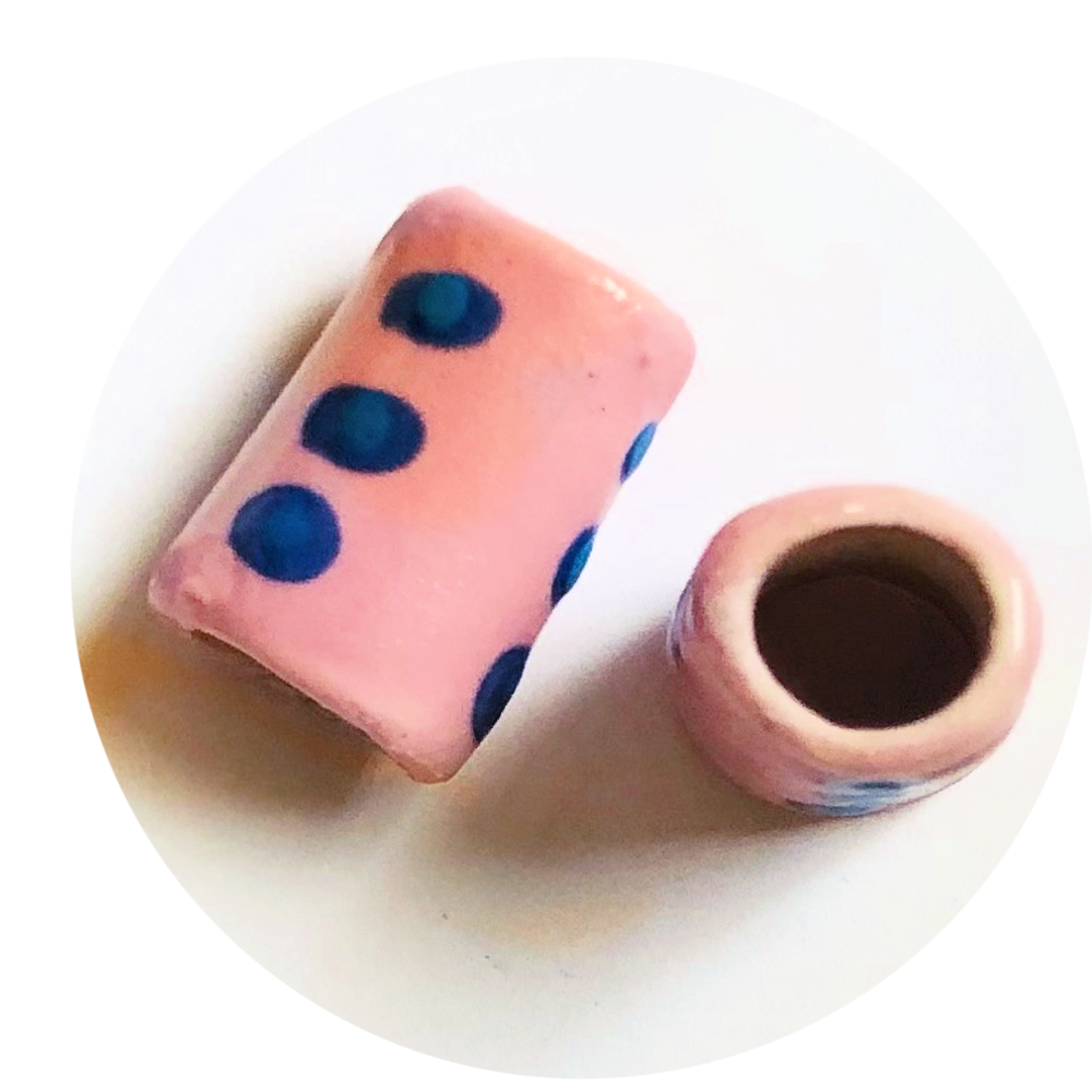 Ceramic Bead Pink Tubes, set of 2