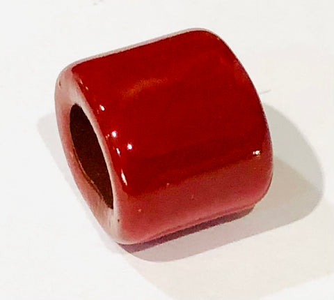 Porcelain Slider Bead Medium, Large Hole - Red