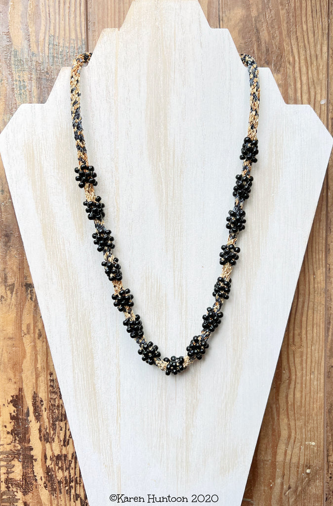 Jubilee Ribbon Cluster Bead Necklace Kit - Travertine & Black