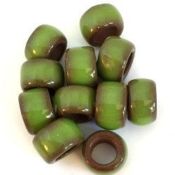 Porcelain Pony Beads, Large Hole - Green